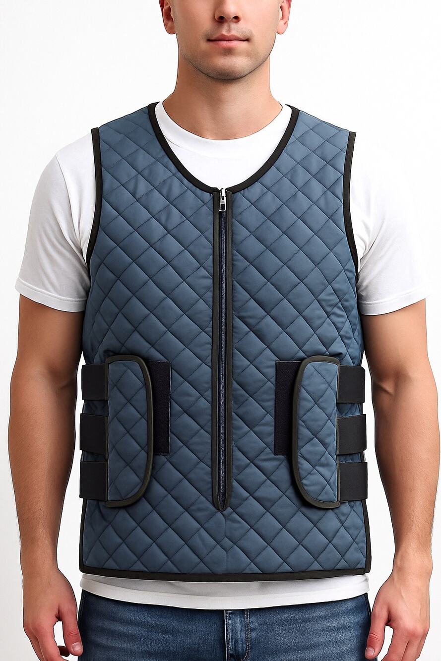 1990 PACA Quilted Body Armor Carrier Navy Vest – No Ballistic Inserts Size L+1